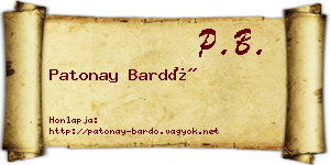 Patonay Bardó névjegykártya